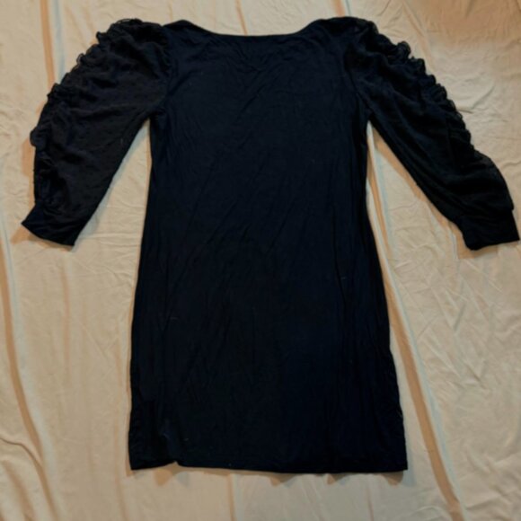 Ava James Black 3/4 Puff Sleeves Silky Soft Black Dress SIZE SMALL - Picture 5 of 10